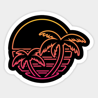 Retro Outrun Tropical Sun (Line Art) Sticker